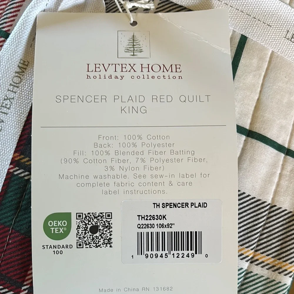 Levtex Red Green Plaid Quilt